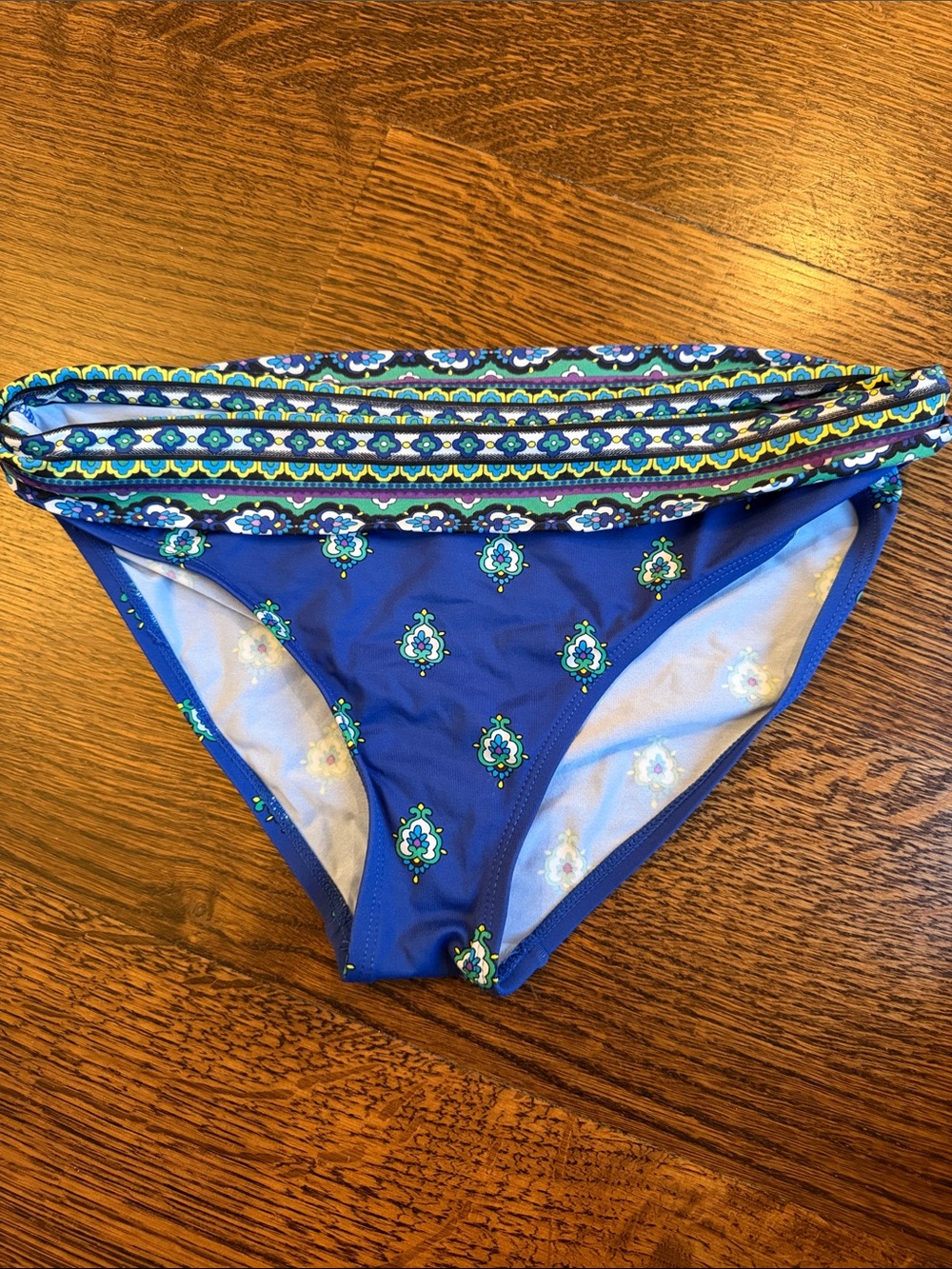 Tommy Bahama Blue Patterned Fold-Over Bikini Bottoms